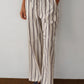 Pop Stripe Drawstring Pant - Creme Twin Stripe