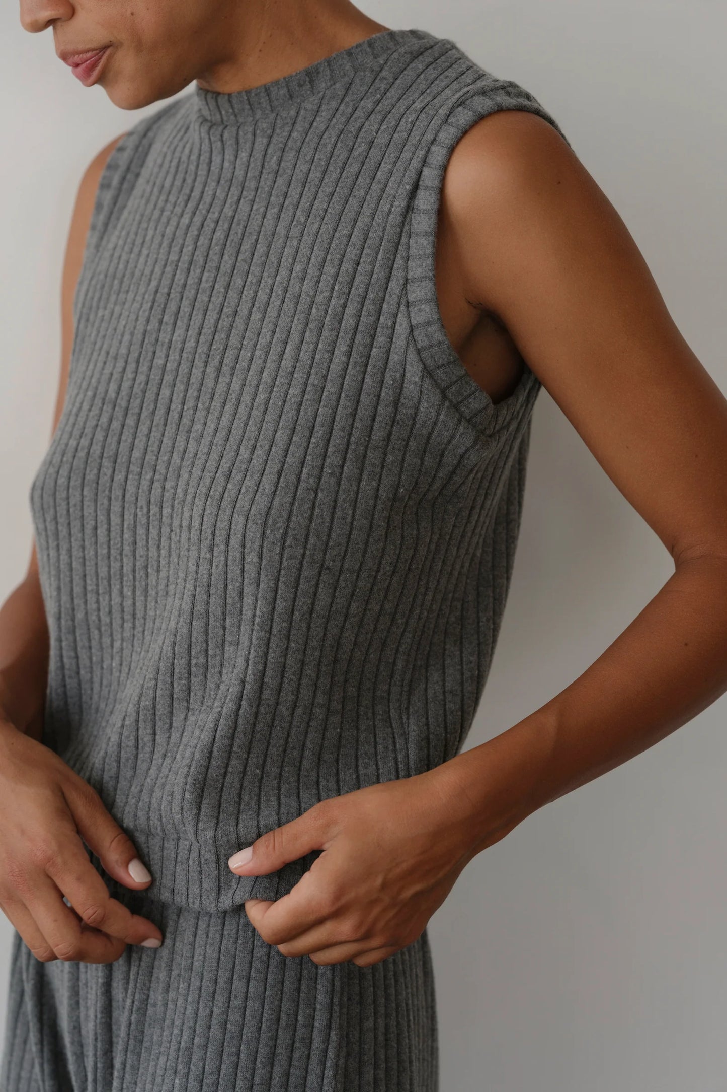 Sweater Rib Shell - Heather Grey