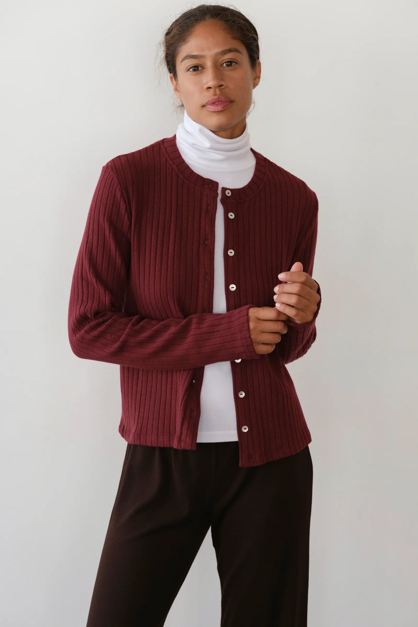 Sweater Rib Cardi - Oxblood