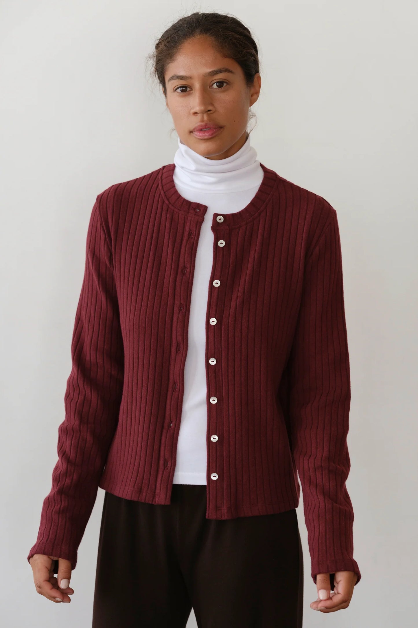 Sweater Rib Cardi - Oxblood