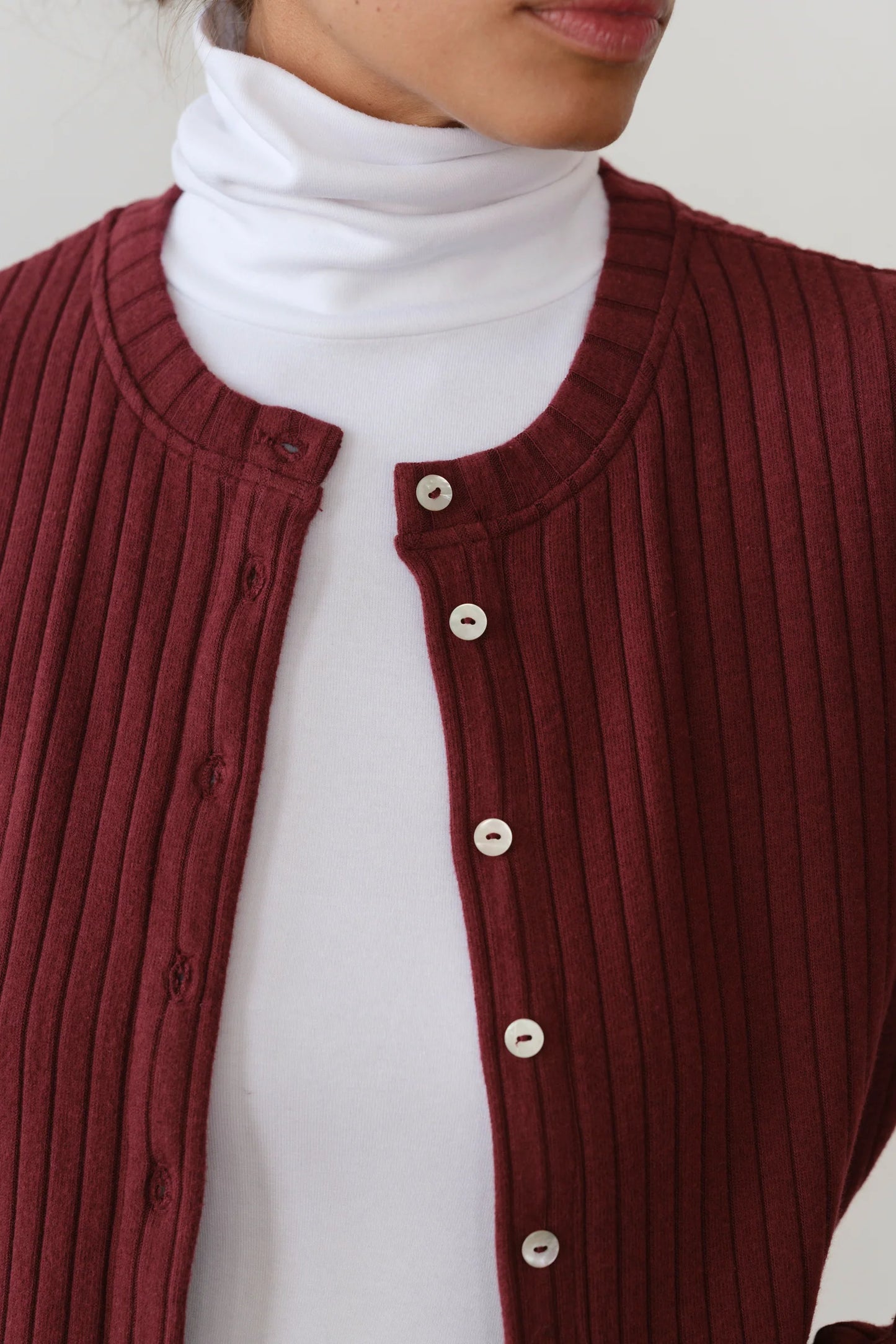 Sweater Rib Cardi - Oxblood