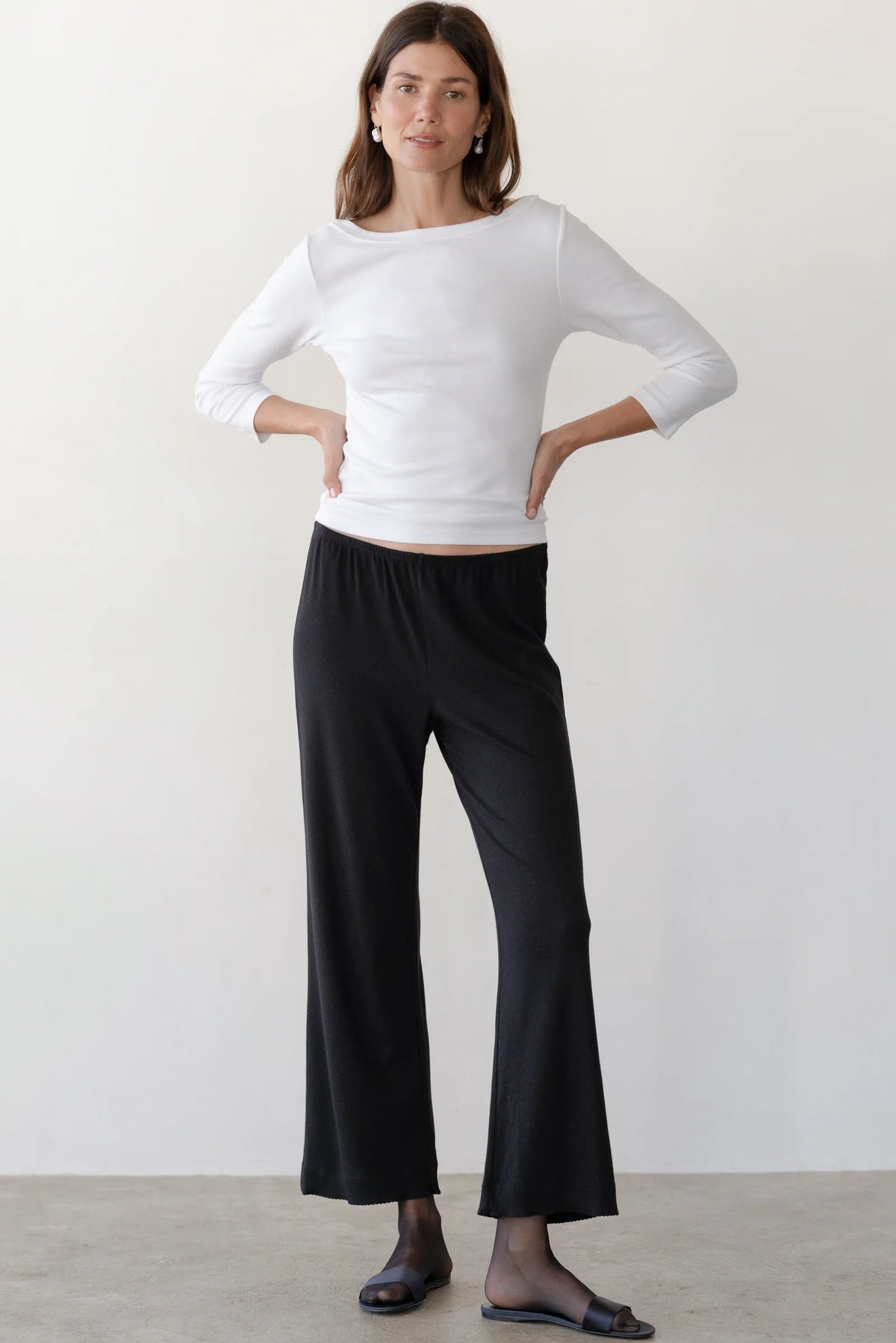 Baby Rib Scallop Pant - Jet