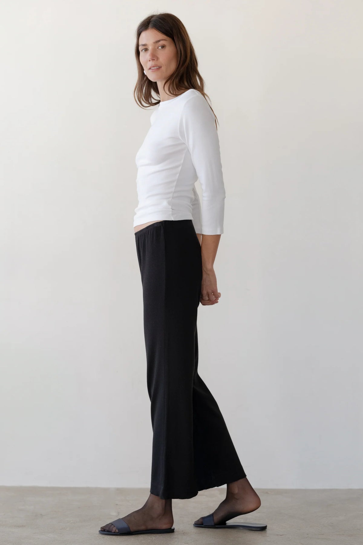 Baby Rib Scallop Pant - Jet