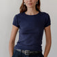 Pointelle Baby Tee - Navy