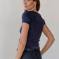 Pointelle Baby Tee - Navy