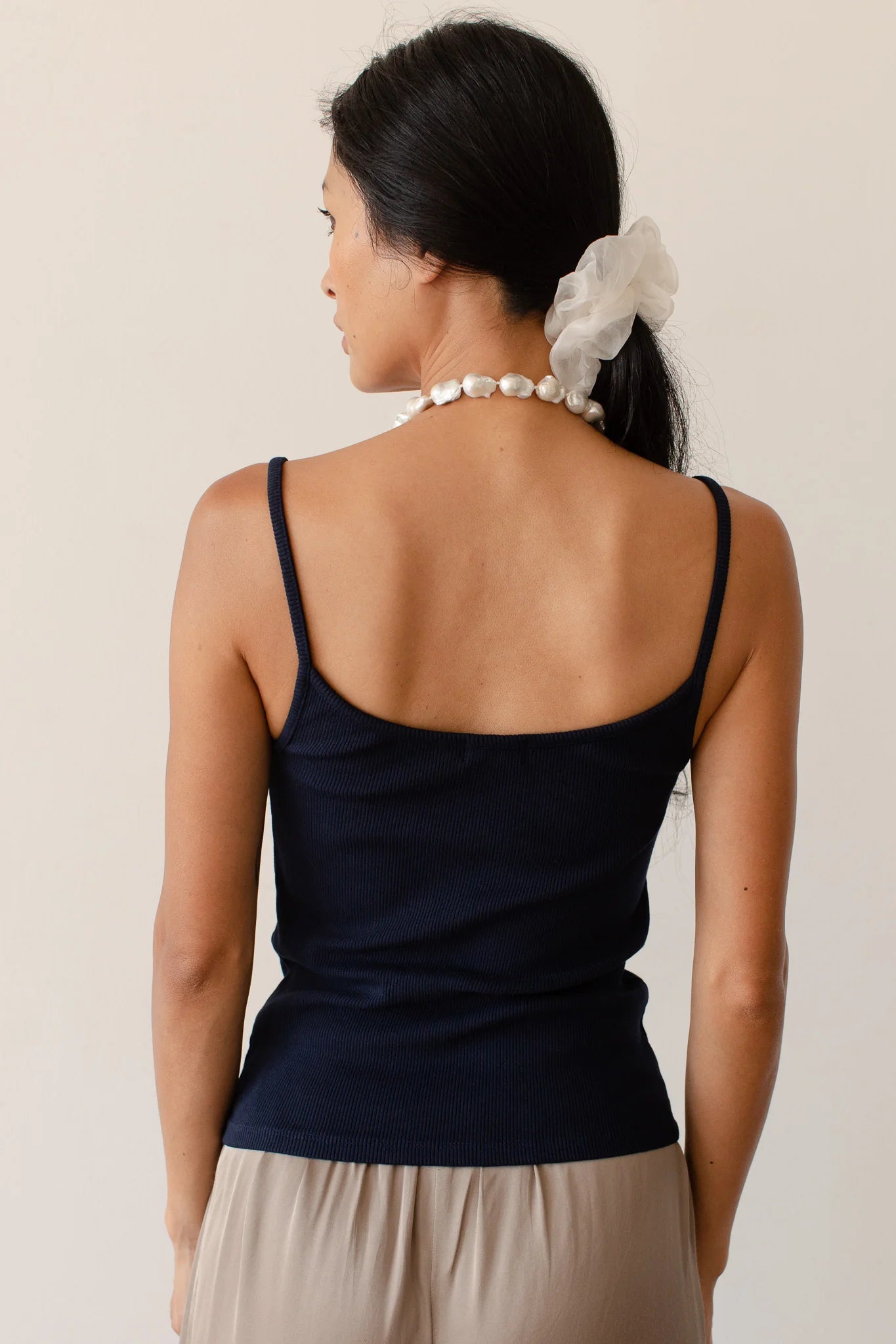 Rib Spaghetti Tank - Navy