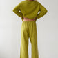 Linen Stripe Crop Racer Pant - Pistachio