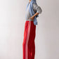 Linen Stripe Crop Racer Pant - Bell Pepper
