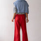 Linen Stripe Crop Racer Pant - Bell Pepper