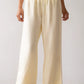 Linen Stripe Crop Racer Pant - Butter