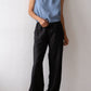 Linen Drawstring Pant - Black