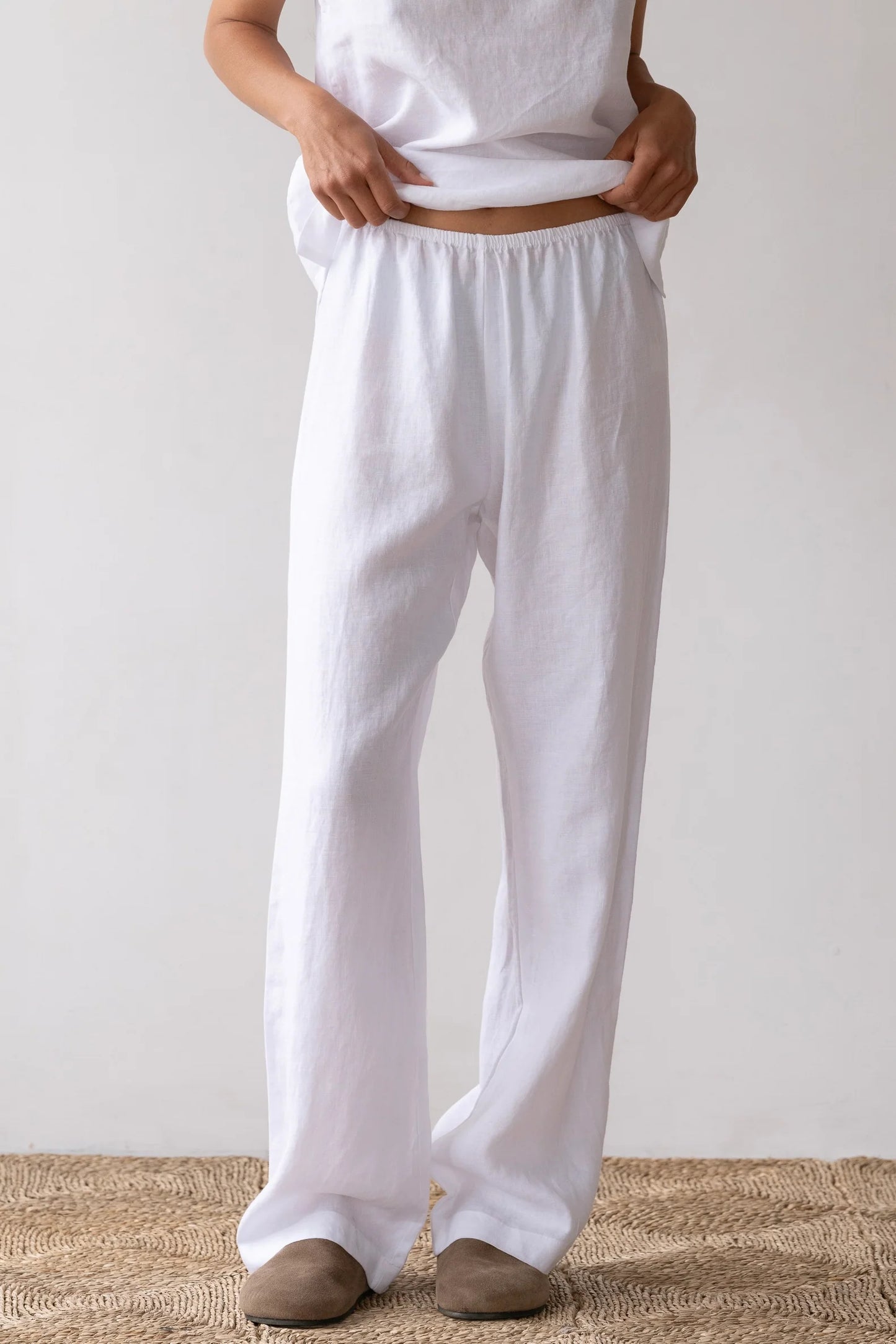 Linen Simple Pant - Powder