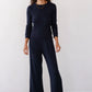 Pointelle Simple Crop Pant - Navy