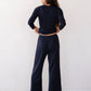 Pointelle Simple Crop Pant - Navy