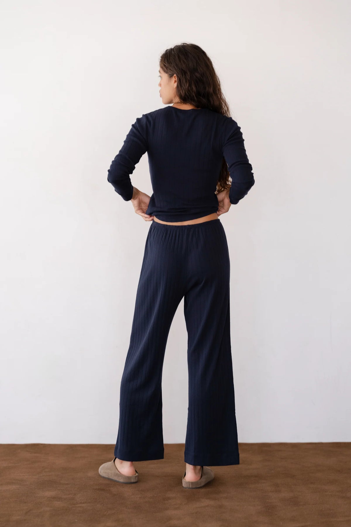 Pointelle Simple Crop Pant - Navy