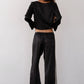 Silk Stripe Crop Pant - Jet / Creme
