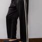 Silk Stripe Crop Pant - Jet / Creme