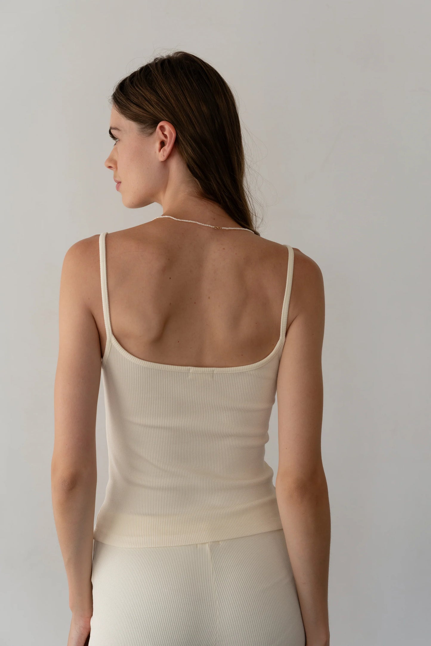 Rib Spaghetti Tank - Creme