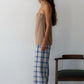 Plaid Flannel Crop Simple  Pant - Blueberry