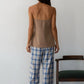 Plaid Flannel Crop Simple  Pant - Blueberry