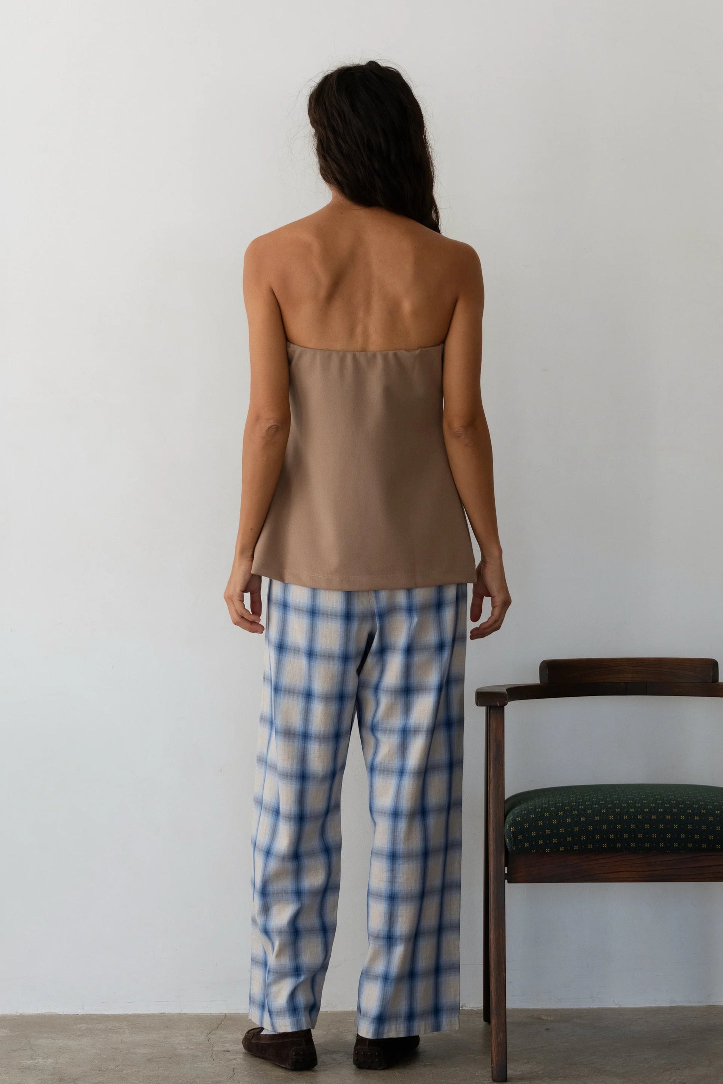 Plaid Flannel Crop Simple  Pant - Blueberry