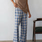 Plaid Flannel Crop Simple  Pant - Blueberry