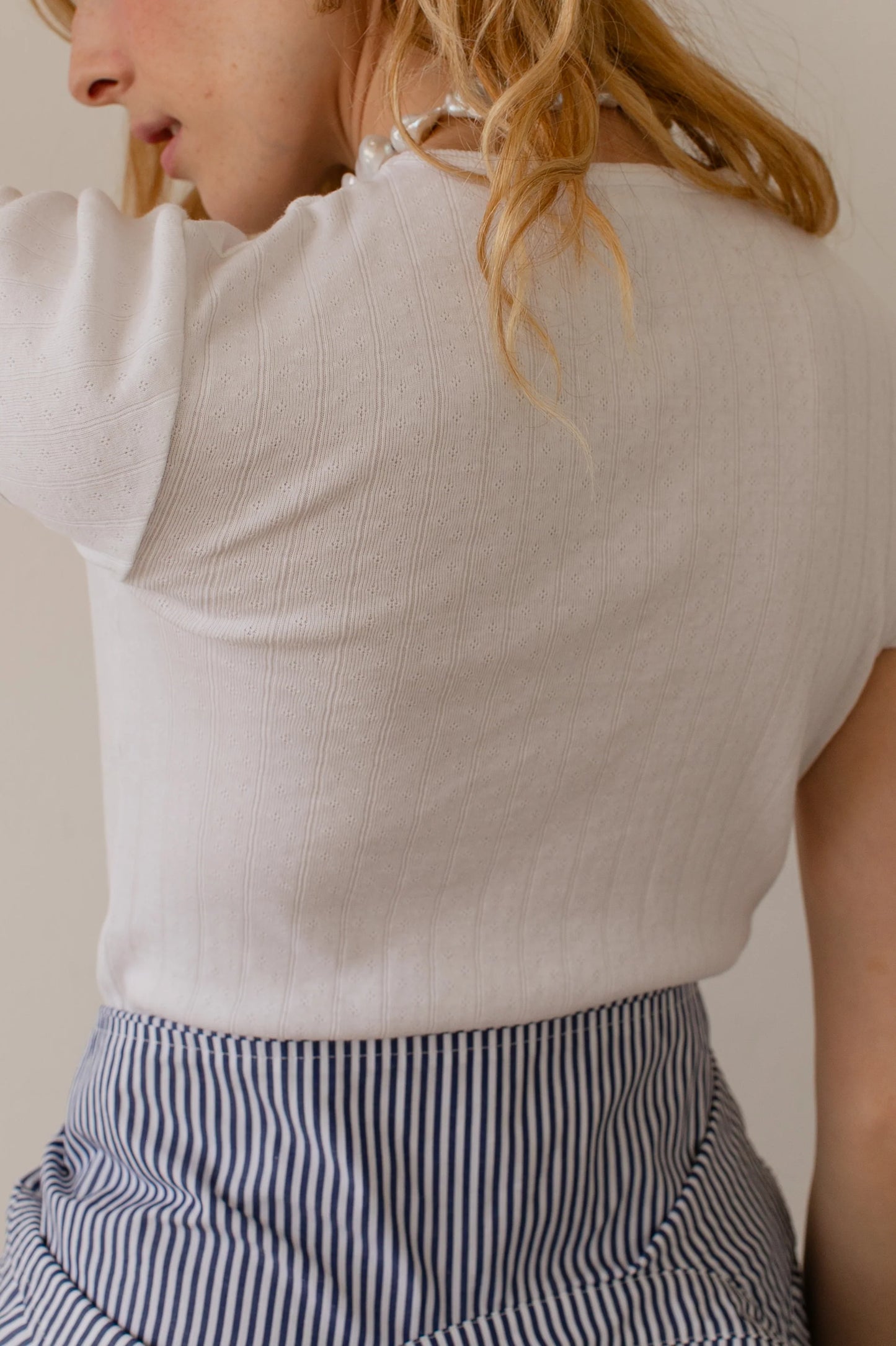 Pointelle Baby Tee - Powder