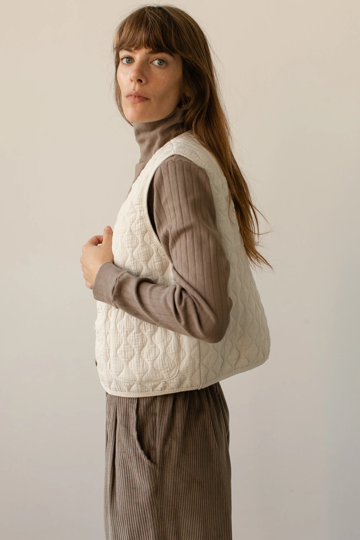 Quilted Vest - Creme