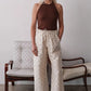 Silk Taffeta Cargo Pant - Creme Walnut Polka Dot