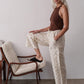 Silk Taffeta Cargo Pant - Creme Walnut Polka Dot