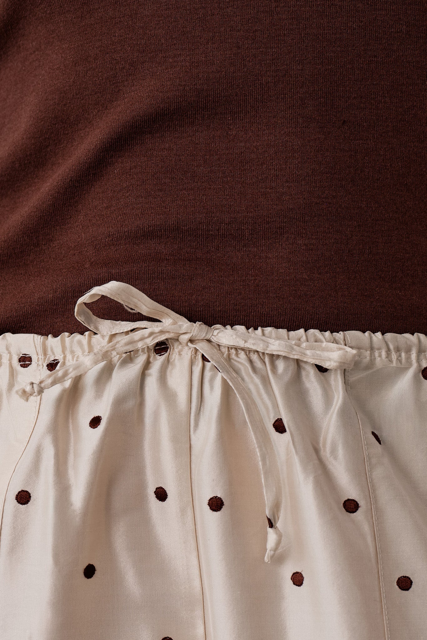 Silk Taffeta Cargo Pant - Creme Walnut Polka Dot