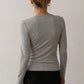 Baby Rib Scallop Long Sleeve - Heather Grey