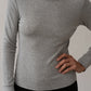 Baby Rib Scallop Long Sleeve - Heather Grey