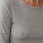 Baby Rib Scallop Long Sleeve - Heather Grey