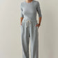 Eco-Terry Stripe Pant - Heather Grey