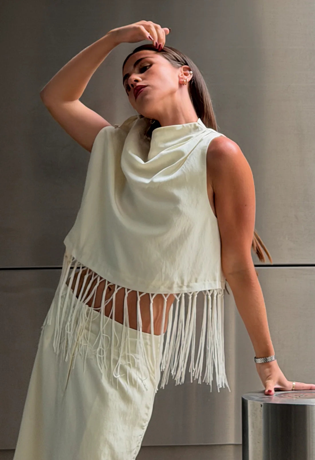 Manon Fringe Top - Cream
