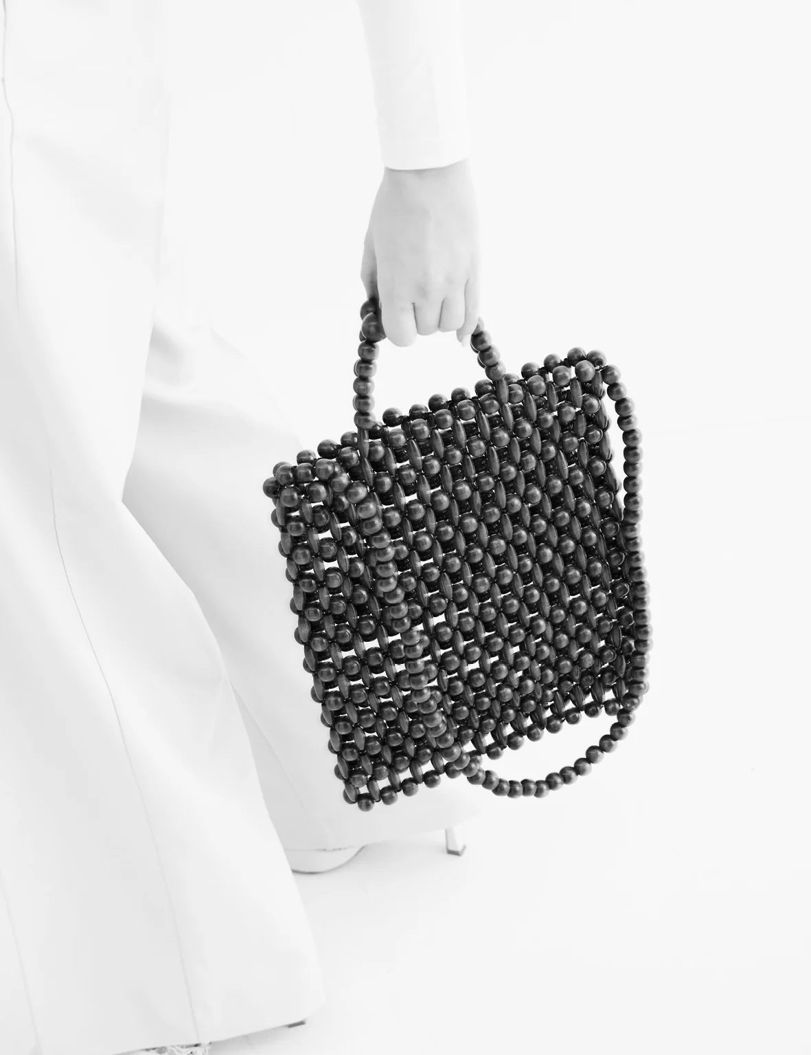 Gia Beaded Tote - Black