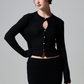 Kyra Rib Sweater Keyhole Cardigan - Black