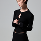 Kyra Rib Sweater Keyhole Cardigan - Black