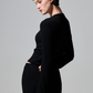 Kyra Rib Sweater Keyhole Cardigan - Black