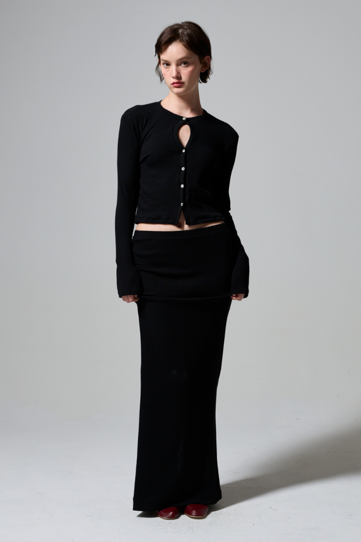 Riley Rib Sweater Maxi Skirt - Black