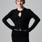 Kyra Rib Sweater Keyhole Cardigan - Black