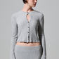 Kyra Rib Sweater Keyhole Cardigan - Black