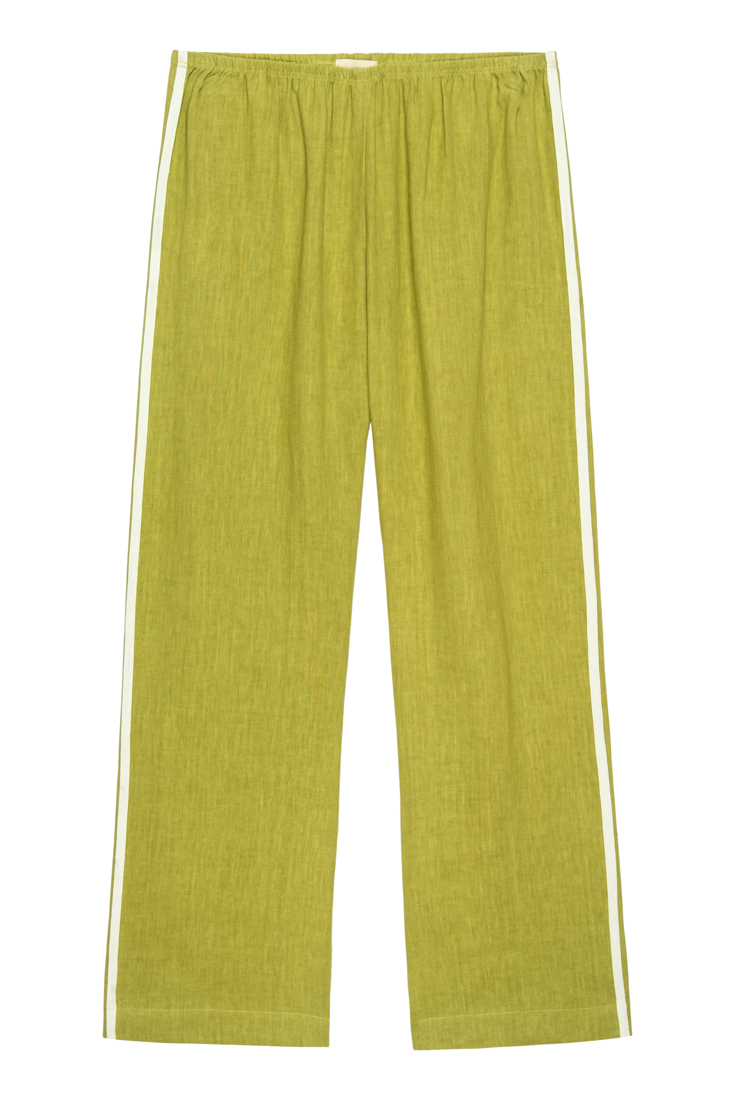 Linen Stripe Crop Racer Pant - Pistachio