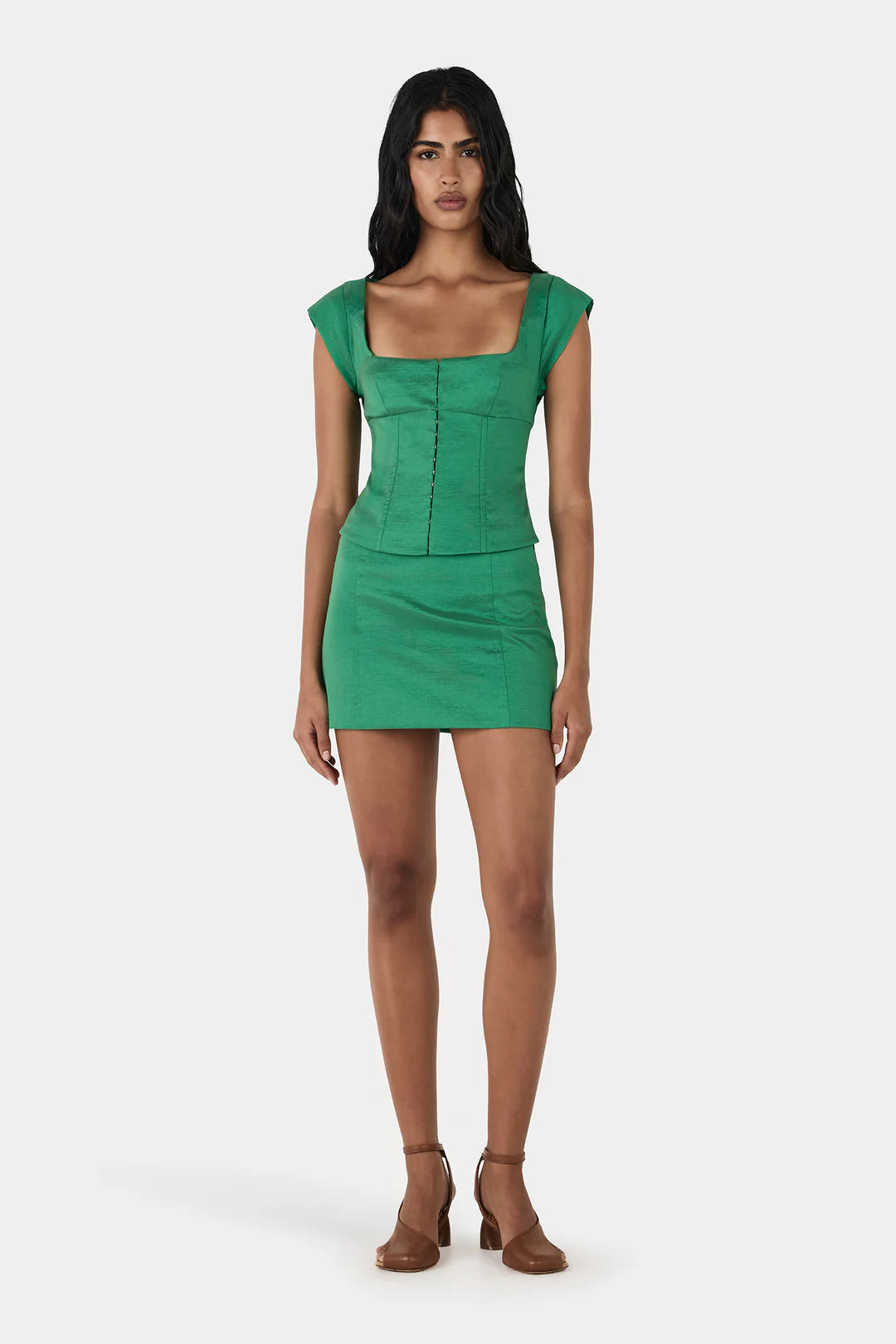 Kyra Taffeta Mini Skirt - Green