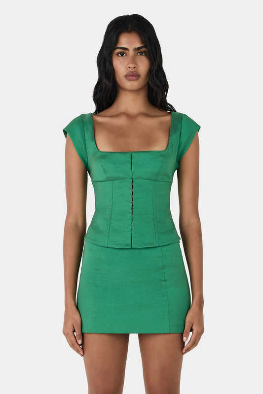 Monica Taffeta Corset Top - Green