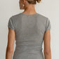 Pointelle Baby Tee - Heather Grey