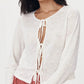 Marcia Bow Cardigan Top - Bone