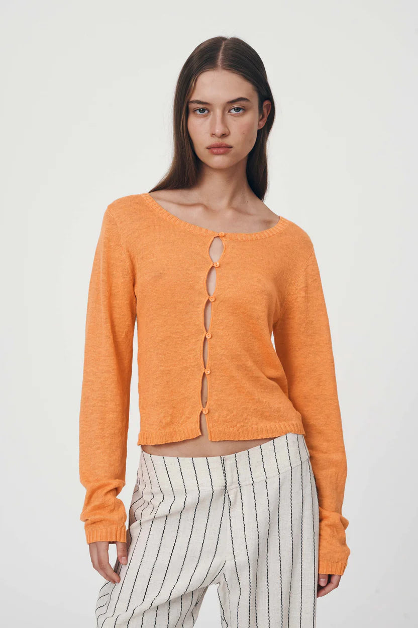 Marcia Knit Long Sleeve Top - Tangerine