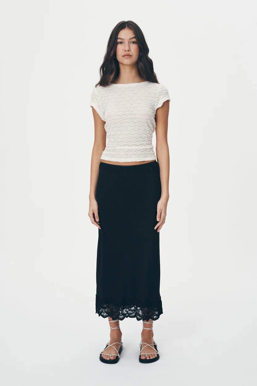 Marina Silk Midi Skirt - Noir